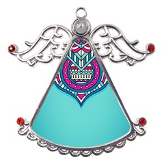 Mandala Blue Metal Angel With Crystal Ornament