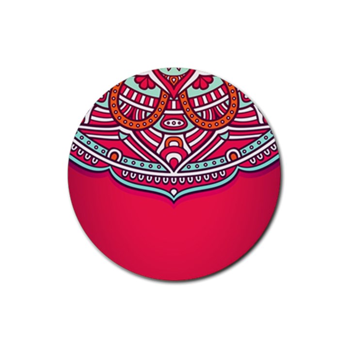 Mandala red Rubber Coaster (Round)