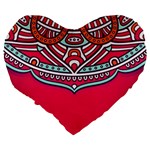 Mandala red Large 19  Premium Heart Shape Cushions Back