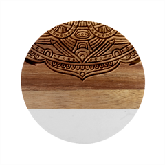 Mandala Red Marble Wood Coaster (round) by goljakoff