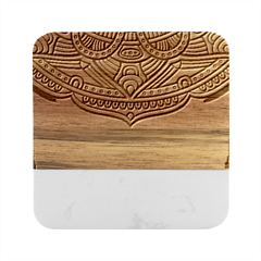 Mandala Red Marble Wood Coaster (square) by goljakoff