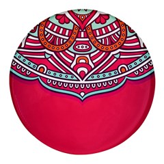 Mandala Red Round Glass Fridge Magnet (4 Pack) by goljakoff