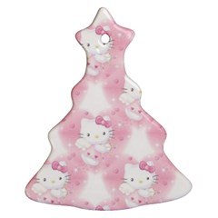 Hello Kitty Pattern, Hello Kitty, Child, White, Cat, Pink, Animal Christmas Tree Ornament (two Sides) by nateshop