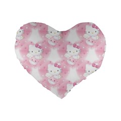 Hello Kitty Pattern, Hello Kitty, Child, White, Cat, Pink, Animal Standard 16  Premium Heart Shape Cushions