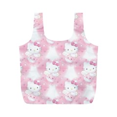 Hello Kitty Pattern, Hello Kitty, Child, White, Cat, Pink, Animal Full Print Recycle Bag (m) by nateshop