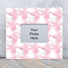 Hello Kitty Pattern, Hello Kitty, Child, White, Cat, Pink, Animal White Wall Photo Frame 5  X 7  by nateshop