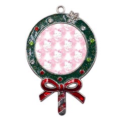 Hello Kitty Pattern, Hello Kitty, Child, White, Cat, Pink, Animal Metal X mas Lollipop With Crystal Ornament