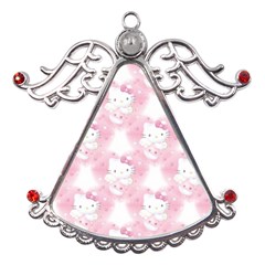 Hello Kitty Pattern, Hello Kitty, Child, White, Cat, Pink, Animal Metal Angel With Crystal Ornament by nateshop