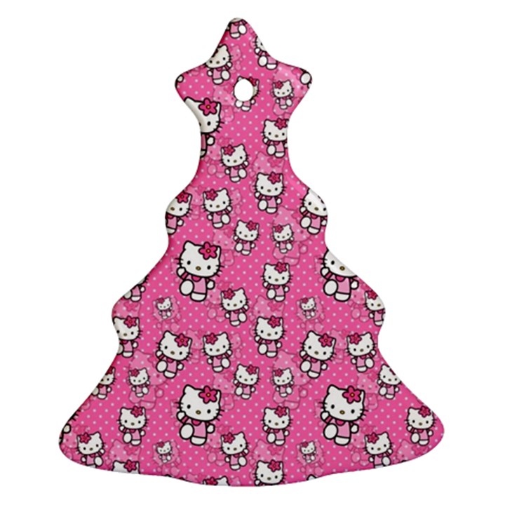 Hello Kitty Pattern, Hello Kitty, Child Christmas Tree Ornament (Two Sides)