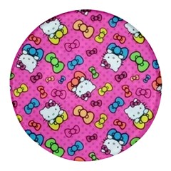 Hello Kitty, Cute, Pattern Round Glass Fridge Magnet (4 Pack) by nateshop