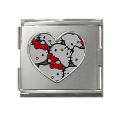 Hello Kitty, Pattern, Red Mega Link Heart Italian Charm (18mm) by nateshop