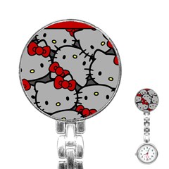 Hello Kitty, Pattern, Red Stainless Steel Nurses Watch