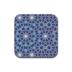 Islamic Ornament Texture, Texture With Stars, Blue Ornament Texture Rubber Coaster (square) by nateshop