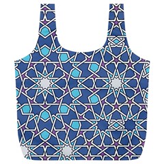 Islamic Ornament Texture, Texture With Stars, Blue Ornament Texture Full Print Recycle Bag (xl)