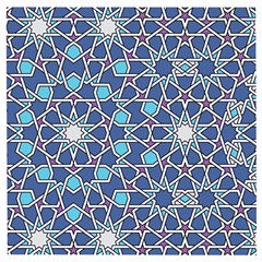 Islamic Ornament Texture, Texture With Stars, Blue Ornament Texture Wooden Puzzle Square