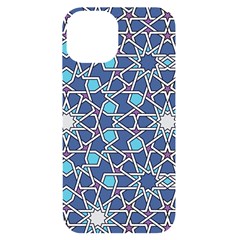 Islamic Ornament Texture, Texture With Stars, Blue Ornament Texture Iphone 14 Black Uv Print Case by nateshop