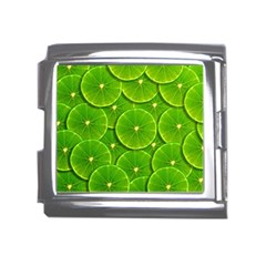 Lime Textures Macro, Tropical Fruits, Citrus Fruits, Green Lemon Texture Mega Link Italian Charm (18mm) by nateshop