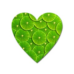 Lime Textures Macro, Tropical Fruits, Citrus Fruits, Green Lemon Texture Heart Magnet by nateshop
