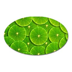 Lime Textures Macro, Tropical Fruits, Citrus Fruits, Green Lemon Texture Oval Magnet by nateshop