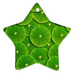 Lime Textures Macro, Tropical Fruits, Citrus Fruits, Green Lemon Texture Star Ornament (two Sides)