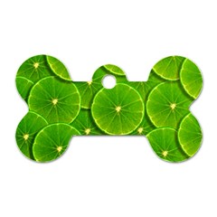 Lime Textures Macro, Tropical Fruits, Citrus Fruits, Green Lemon Texture Dog Tag Bone (one Side)