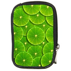 Lime Textures Macro, Tropical Fruits, Citrus Fruits, Green Lemon Texture Compact Camera Leather Case by nateshop