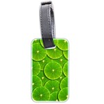 Lime Textures Macro, Tropical Fruits, Citrus Fruits, Green Lemon Texture Luggage Tag (two sides) Front