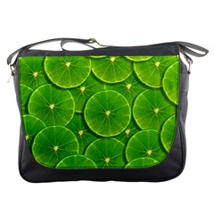 Lime Textures Macro, Tropical Fruits, Citrus Fruits, Green Lemon Texture Messenger Bag