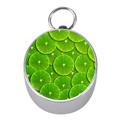 Lime Textures Macro, Tropical Fruits, Citrus Fruits, Green Lemon Texture Mini Silver Compasses by nateshop