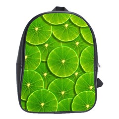 Lime Textures Macro, Tropical Fruits, Citrus Fruits, Green Lemon Texture School Bag (xl)