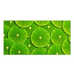 Lime Textures Macro, Tropical Fruits, Citrus Fruits, Green Lemon Texture Satin Shawl 45  X 80  by nateshop