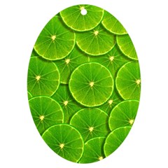 Lime Textures Macro, Tropical Fruits, Citrus Fruits, Green Lemon Texture Uv Print Acrylic Ornament Oval