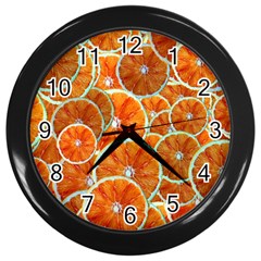 Oranges Patterns Tropical Fruits, Citrus Fruits Wall Clock (black)