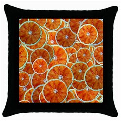 Oranges Patterns Tropical Fruits, Citrus Fruits Throw Pillow Case (black) by nateshop