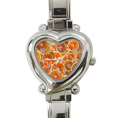 Oranges Patterns Tropical Fruits, Citrus Fruits Heart Italian Charm Watch by nateshop