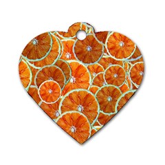 Oranges Patterns Tropical Fruits, Citrus Fruits Dog Tag Heart (two Sides)
