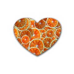 Oranges Patterns Tropical Fruits, Citrus Fruits Rubber Heart Coaster (4 Pack) by nateshop