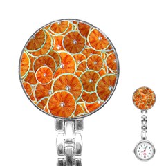 Oranges Patterns Tropical Fruits, Citrus Fruits Stainless Steel Nurses Watch by nateshop