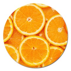 Oranges Textures, Close-up, Tropical Fruits, Citrus Fruits, Fruits Magnet 5  (round) by nateshop