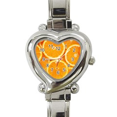 Oranges Textures, Close-up, Tropical Fruits, Citrus Fruits, Fruits Heart Italian Charm Watch by nateshop