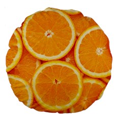 Oranges Textures, Close-up, Tropical Fruits, Citrus Fruits, Fruits Large 18  Premium Flano Round Cushions by nateshop