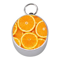 Oranges Textures, Close-up, Tropical Fruits, Citrus Fruits, Fruits Mini Silver Compasses by nateshop