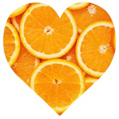 Oranges Textures, Close-up, Tropical Fruits, Citrus Fruits, Fruits Wooden Puzzle Heart by nateshop