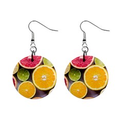 Oranges, Grapefruits, Lemons, Limes, Fruits Mini Button Earrings by nateshop