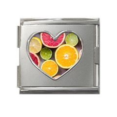 Oranges, Grapefruits, Lemons, Limes, Fruits Mega Link Heart Italian Charm (18mm)