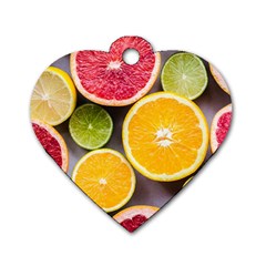 Oranges, Grapefruits, Lemons, Limes, Fruits Dog Tag Heart (Two Sides)