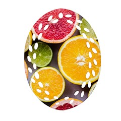 Oranges, Grapefruits, Lemons, Limes, Fruits Oval Filigree Ornament (two Sides) by nateshop