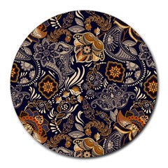 Paisley Texture, Floral Ornament Texture Round Mousepad