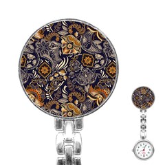 Paisley Texture, Floral Ornament Texture Stainless Steel Nurses Watch by nateshop