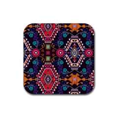 Pattern, Ornament, Motif, Colorful Rubber Coaster (square) by nateshop